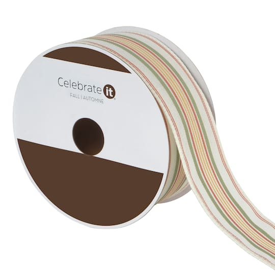 1.5" x 10yd. Fall Stripes Wired Ribbon by Celebrate It®